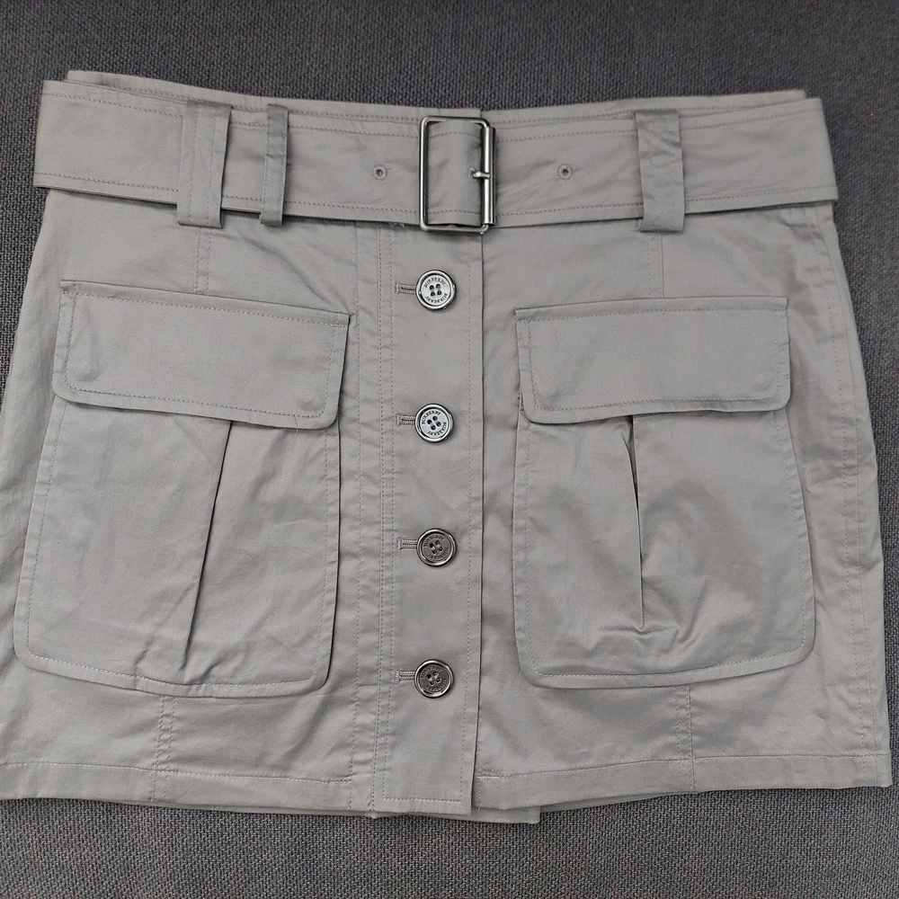Burberry Gray Cotton Blend Belted Cargo Mini Skirt